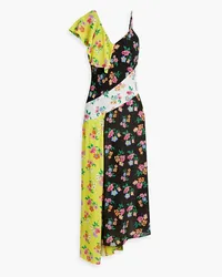 MSGM Cold-shoulder floral-print crepe dress - Black Black