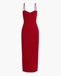 GALVAN Globe Wave embellished ribbed-knit midi dress - Red Red