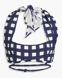 Jacquemus Limao cropped gingham woven halterneck top - Blue Blue