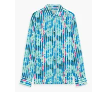 Printed linen shirt - Blue