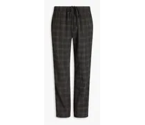 Checked stretch-cotton twill pants - Green