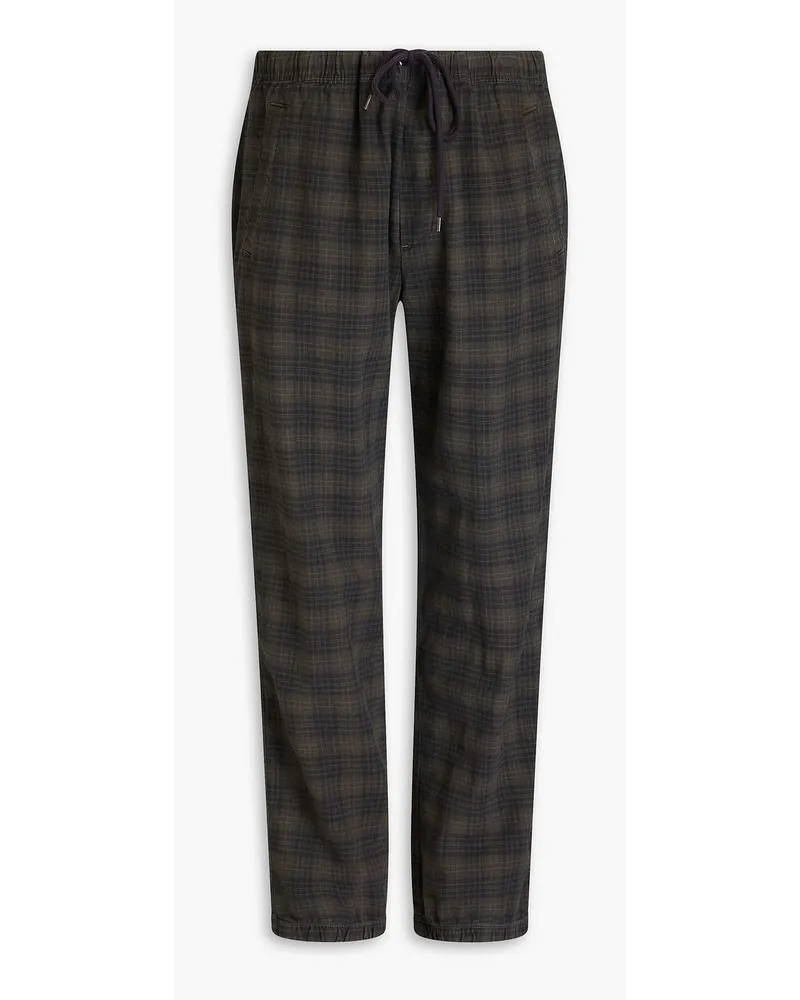 James Perse Checked stretch-cotton twill pants - Green Green