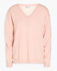 RED Valentino Ruffled point d'esprit-trimmed wool sweater - Pink Pink