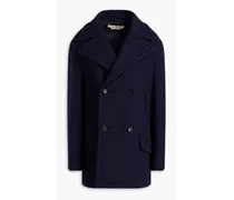 Double-breasted wool-bouclé coat - Blue