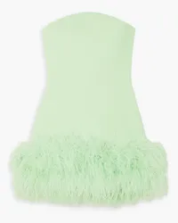 Safiyaa Rowan strapless feather-trimmed crepe mini dress - Green Green