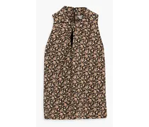 Maraloma twist-front floral-print silk top - Brown