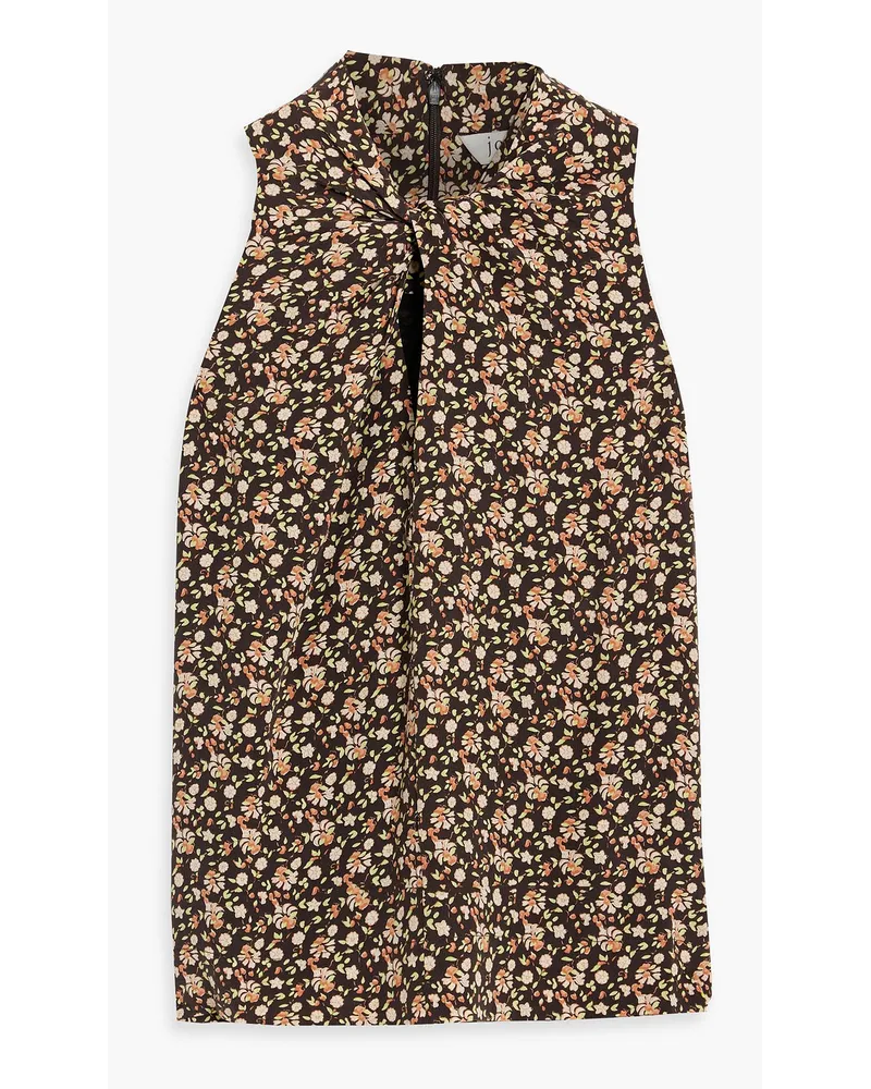 Joie Maraloma twist-front floral-print silk top - Brown Brown