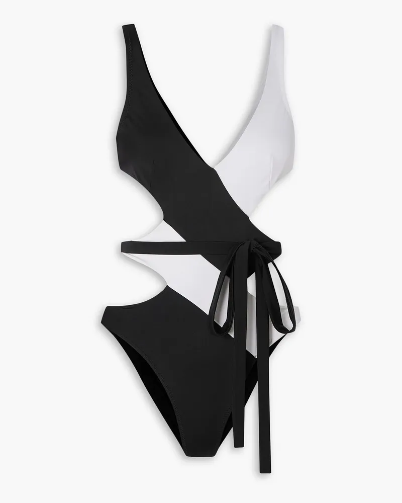 Agent Provocateur Racy belted cutout two-tone swimsuit - Black Black