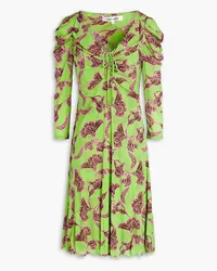 Diane von Furstenberg Merlot ruched floral-print stretch-mesh dress - Green Green