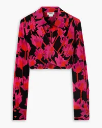 Jason Wu Cropped floral-print crepon blouse - Pink Pink