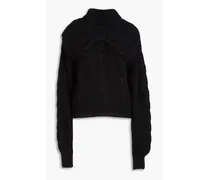 Bow-embellished cable-knit wool-blend sweater - Black