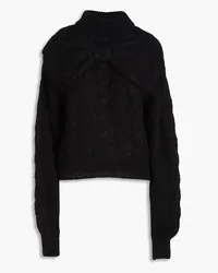 Hayley Menzies Bow-embellished cable-knit wool-blend sweater - Black Black