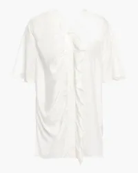 Victoria Beckham Ruched ruffled silk-habotai top - White White