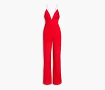Alice Olivia - Tilly smocked broderie anglaise wide-leg jumpsuit - Red