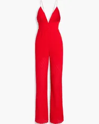 Alice + Olivia Alice Olivia - Tilly smocked broderie anglaise wide-leg jumpsuit - Red Red