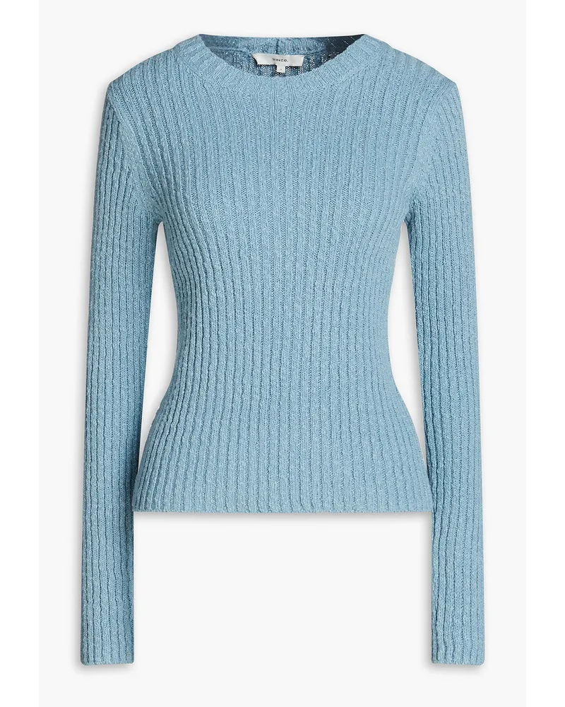 Vince Ribbed cotton and linen-blend sweater - Blue Blue
