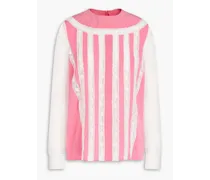 Chiffon-paneled silk-crepe de chine blouse - Pink