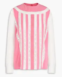 Valentino Garavani Chiffon-paneled silk-crepe de chine blouse - Pink Pink