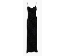 Ariel leopard-print devoré-velvet gown - Black