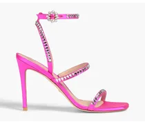 Gemcut 100 crystal-embellished neon satin sandals - Pink