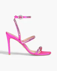 Stuart Weitzman Gemcut 100 crystal-embellished neon satin sandals - Pink Pink