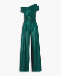 Talbot Runhof Asymmetric sequined stretch-jersey jumpsuit - Green Green