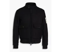 Embroidered wool-blend felt bomber jacket - Black
