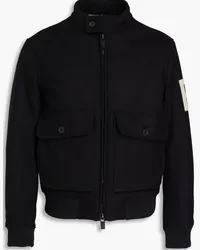 Emporio Armani Embroidered wool-blend felt bomber jacket - Black Black