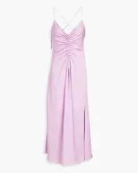 Sandro Ruched satin-crepe midi dress - Purple Purple