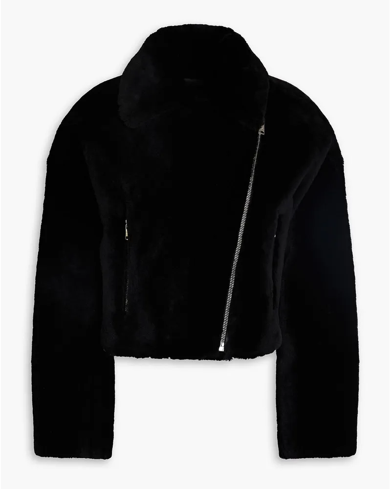 Yves Salomon Shearling biker jacket - Black Black