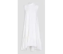 Cotton-blend poplin dress - White