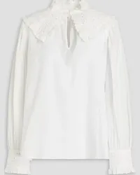 ba&sh Donia broderie anglaise-trimmed cotton-jacquard blouse - White White