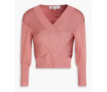 Cropped ribbed-knit sweater - Pink