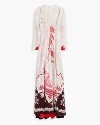 Valentino Garavani Embroidred tulle, silk crepe de chine and gauze gown - Pink Pink