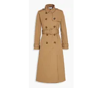 Double-breasted pleated taffeta trench coat - Brown