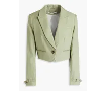 Girard cropped linen-blend blazer - Green