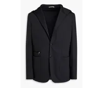 Wool-blend jersey hooded blazer - Black