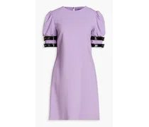 Faux leather-trimmed cady mini dress - Purple