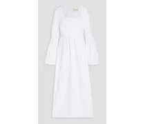 Keppel gathered cotton-poplin maxi dress - White