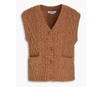 50s Donegal cable-knit wool-blend vest - Brown