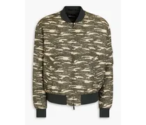 Camouflage-print satin-jacquard bomber jacket - Green