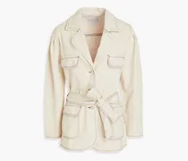Belted denim jacket - White