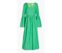 Keppel gathered cotton-poplin maxi dress - Green