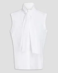 Another Tomorrow Pussy-bow cotton-poplin top - White White