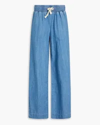 Frame Denim Cotton and linen-blend chambray wide-leg pants - Blue Blue