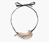 Rose gold-tone and grosgrain necklace - Metallic