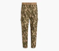 Camouflage-print cotton-ripstop drawstring cargo pants - Green