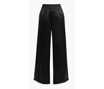 Laurma snap-detailed silk-blend satin wide-leg pants - Black