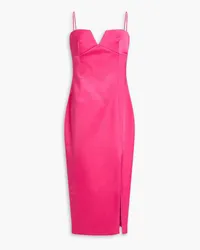 Rachel Gilbert Rue hammered duchesse-satin midi dress - Pink Pink