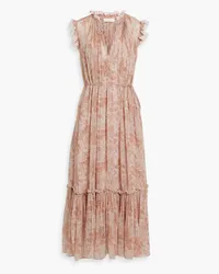 Zimmermann Gathered printed chiffon midi dress - Pink Pink